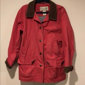 L.L. Bean Red Utility Jacket with Brown Corduroy Collar